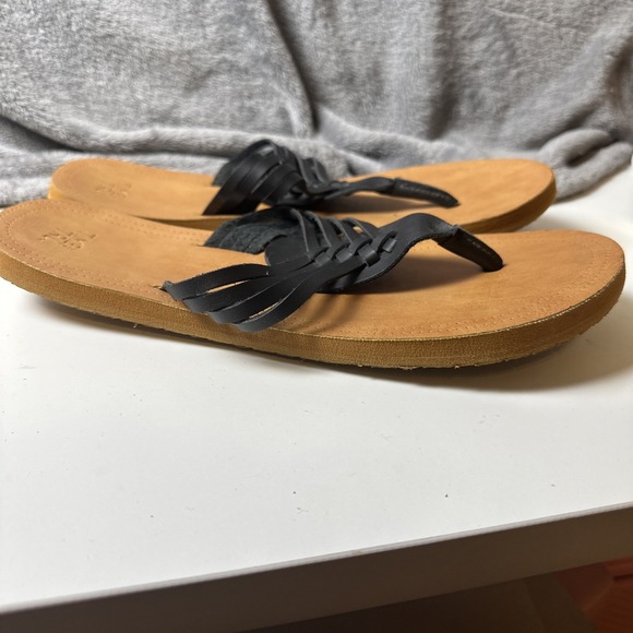 Time and Tru‎ Hooded Thong Sandals Women's L Black Flat Memory Foam Comfort Boho - Picture 4 of 10